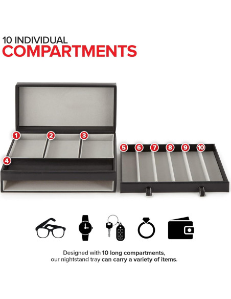 Organizador de Valet para Hombres Stock Your Home - Caja de Joyería con 10 Compartimentos