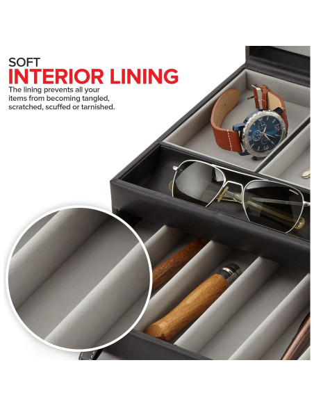 Organizador de Valet para Hombres Stock Your Home - Caja de Joyería con 10 Compartimentos