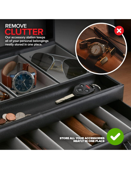 Organizador de Valet para Hombres Stock Your Home - Caja de Joyería con 10 Compartimentos