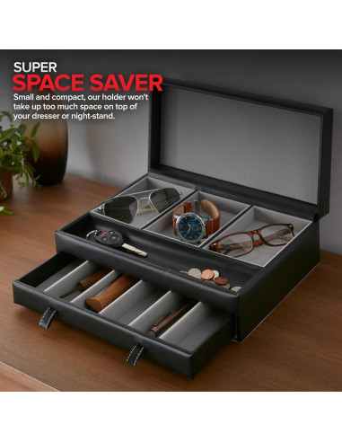 Organizador de Valet para Hombres Stock Your Home - Caja de Joyería con 10 Compartimentos