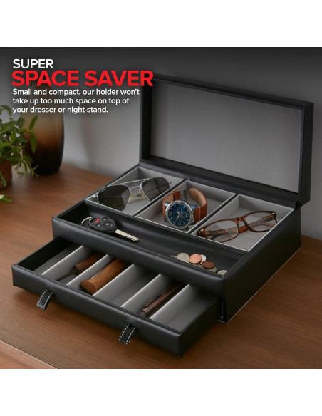 Organizador de Valet para Hombres Stock Your Home - Caja de Joyería con 10 Compartimentos