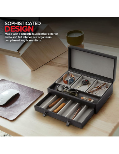 Organizador de Valet para Hombres Stock Your Home - Caja de Joyería con 10 Compartimentos