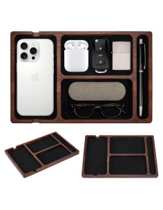 Bandeja de Valet HugRose de Madera de Acacia con Cargador
