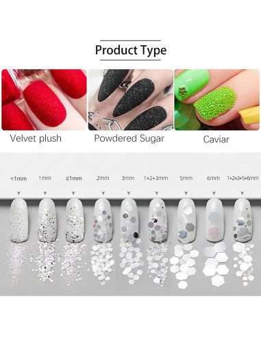 Conjunto de Purpurina Holográfica Chunky RoseFlower, 12 Colores