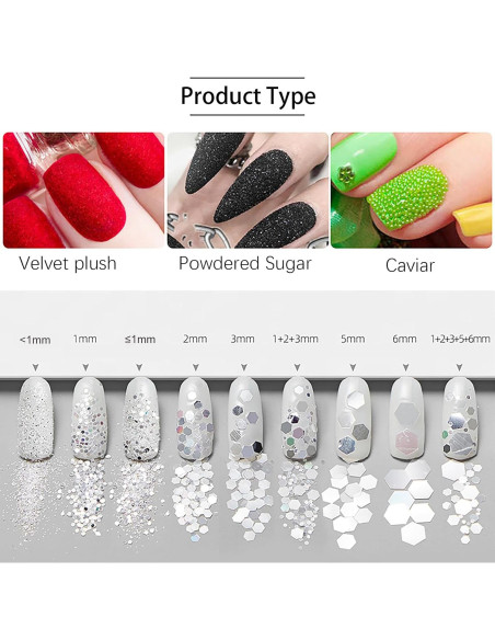 Conjunto de Purpurina Holográfica Chunky RoseFlower, 12 Colores