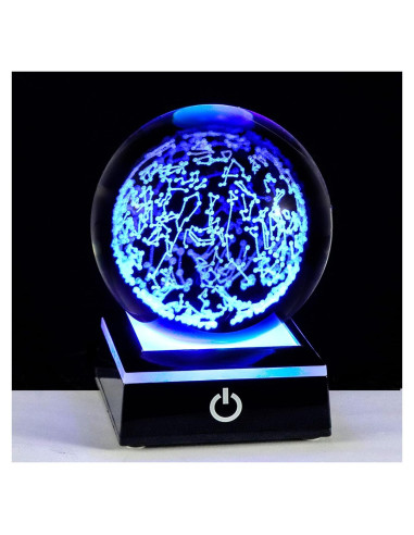Esfera de Cristal Mapa Estelar Qianwei con Base LED Táctil