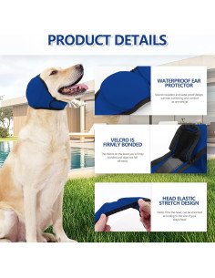 Protector de Oídos para Perros JOHNBOLIN Azul S - Alivio Ruido 2