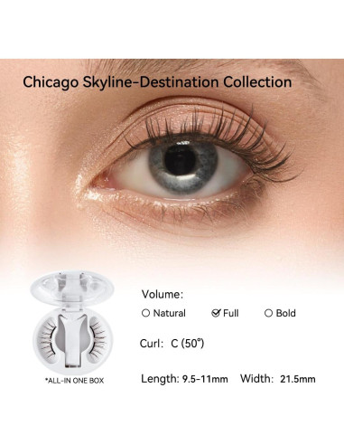 Pestañas Magnéticas WOSADO Skyline de Chicago 21.5mm Reutilizables