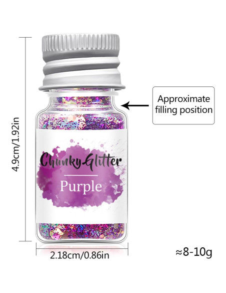 Conjunto de Purpurina Holográfica Chunky RoseFlower, 12 Colores