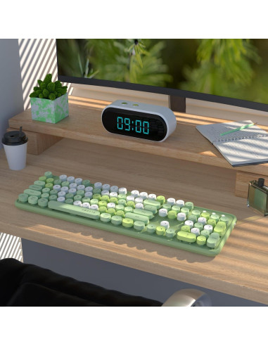 Teclado Inalámbrico UBOTIE Retro Multicolor para PC y Móvil