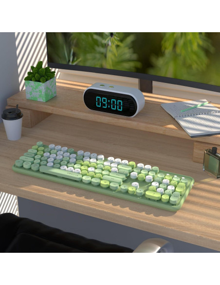 Teclado Inalámbrico UBOTIE Retro Multicolor para PC y Móvil