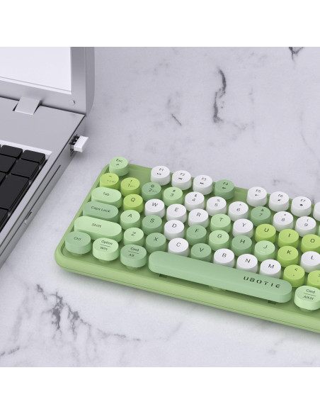 Teclado Inalámbrico UBOTIE Retro Multicolor para PC y Móvil