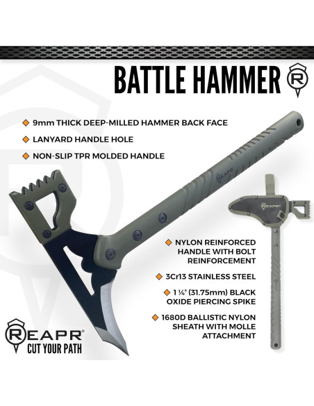 Martillo de Batalla Reapr 39.4 cm con Cuchilla de 3.2 cm y Funda