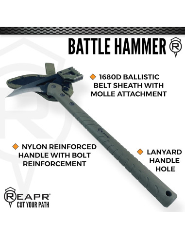 Martillo de Batalla Reapr 39.4 cm con Cuchilla de 3.2 cm y Funda