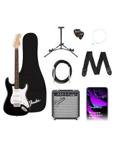 Kit Guitarra Eléctrica Squier Stratocaster Negro + Amplificador
