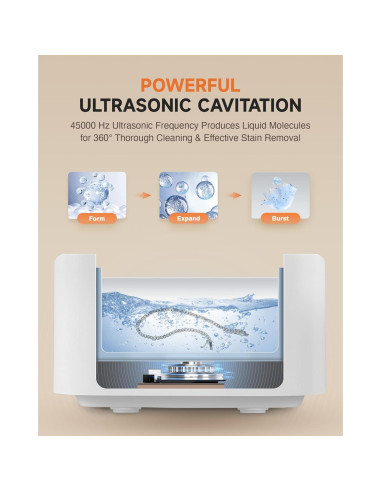 Limpiador Ultrasónico de Joyas CREWORKS 500 ml, Acero Inoxidable