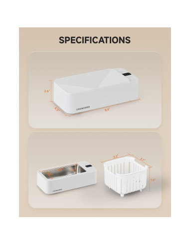 Limpiador Ultrasónico de Joyas CREWORKS 500 ml, Acero Inoxidable