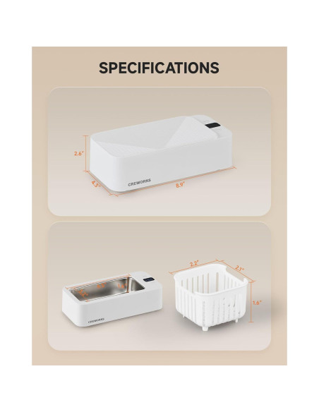 Limpiador Ultrasónico de Joyas CREWORKS 500 ml, Acero Inoxidable Limpiador Ultrasónico de Joyas CREWORKS 500 ml, Acero Inoxidable