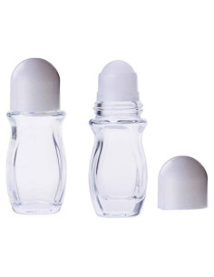 2 Botellas de Vidrio Reutilizables 30ml con Roll-On Tapa Dorada