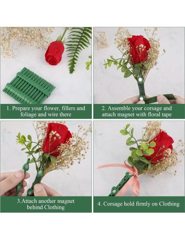 Kit de Accesorios para Boda Waydress: 4 Bandas de Muñeca y 15 Boutonnieres Magnéticos