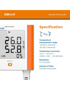 Registrador Digital de Temperatura y Humedad Elitech GSP-8 2