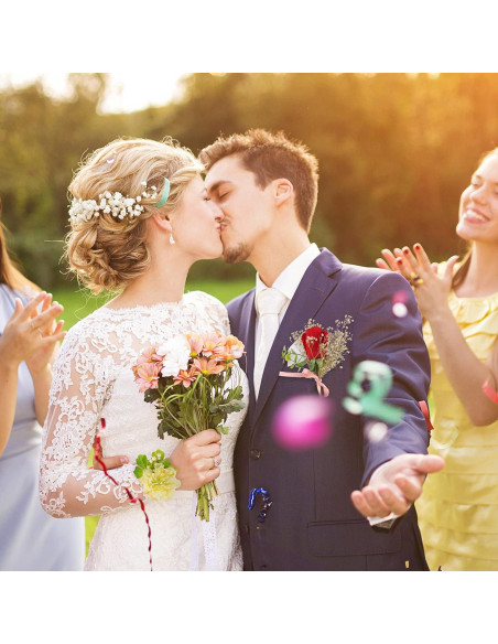 Kit de Accesorios para Boda Waydress: 4 Bandas de Muñeca y 15 Boutonnieres Magnéticos