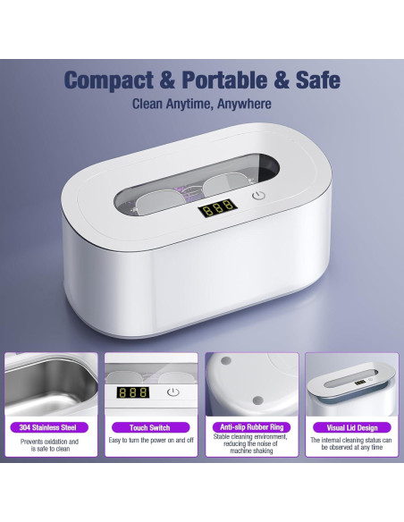 Limpiador Ultrasónico de Joyas RTLOII 30W 48kHz 150ml