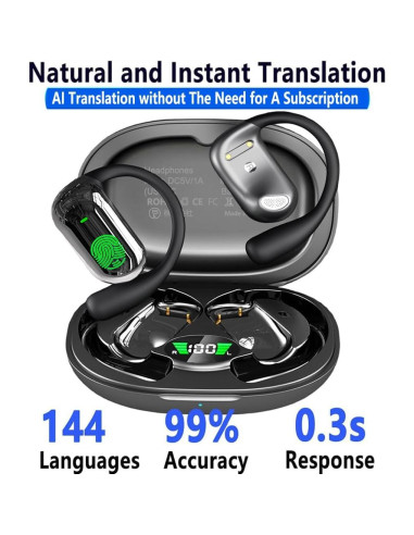 Auriculares de Traducción Inalámbricos ZeaHot Q16S Negro