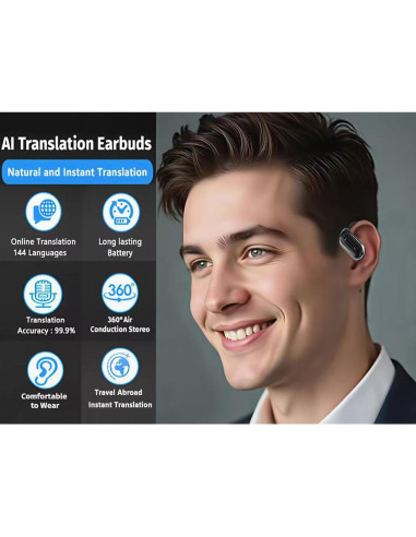 Auriculares de Traducción Inalámbricos ZeaHot Q16S Negro