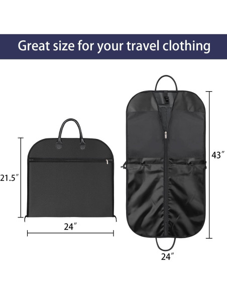 Bolsa de traje portátil BH7STAR 43" Oxford negra con 5 bolsillos