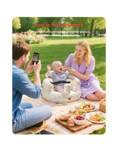 Asiento Inflable para Bebés QPAU Dinosaurio con Arnés 30x50cm 2