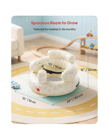 Asiento Inflable para Bebés QPAU Dinosaurio con Arnés 30x50cm