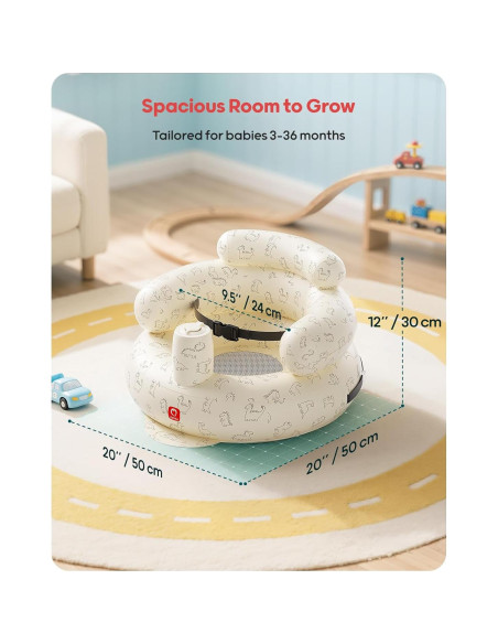 Asiento Inflable para Bebés QPAU Dinosaurio con Arnés 30x50cm