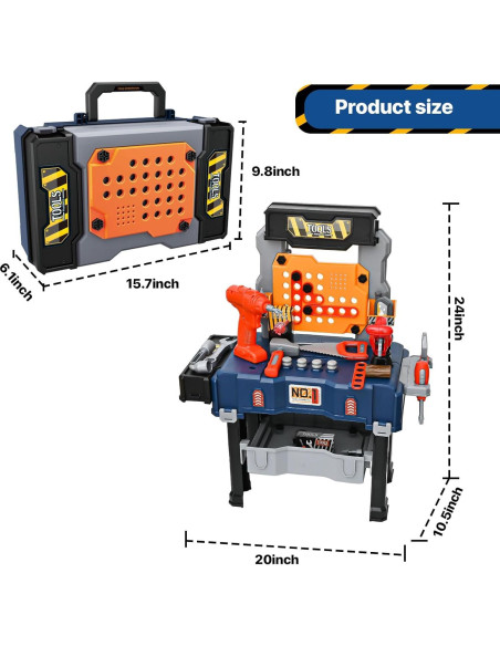 Juego de Banco de Herramientas MUGEYMYD para Niños 66 Acc.