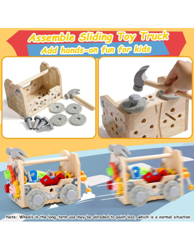 Juego de Herramientas de Madera XI para Niños 52 PCS