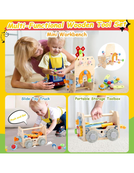 Juego de Herramientas de Madera XI para Niños 52 PCS