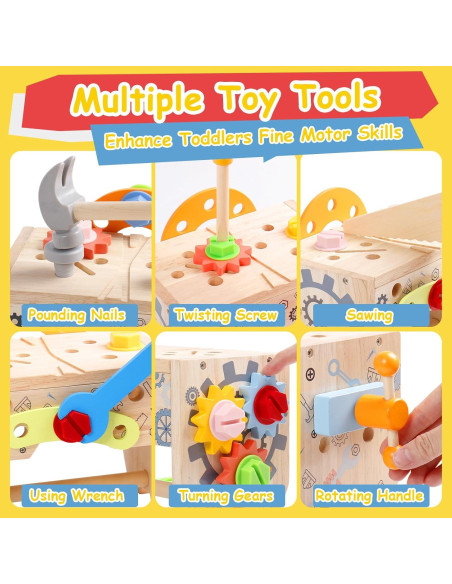 Juego de Herramientas de Madera XI para Niños 52 PCS