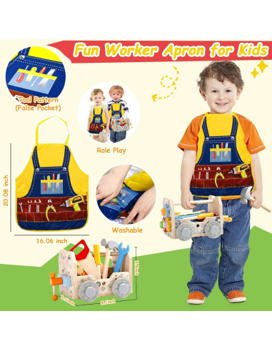 Juego de Herramientas de Madera XI para Niños 52 PCS