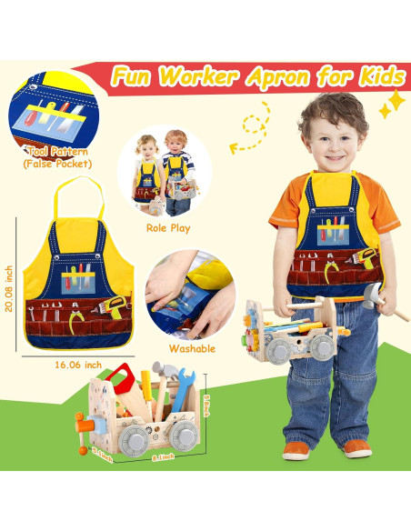 Juego de Herramientas de Madera XI para Niños 52 PCS