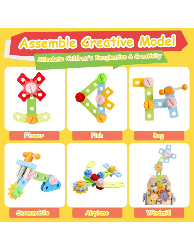 Juego de Herramientas de Madera XI para Niños 52 PCS