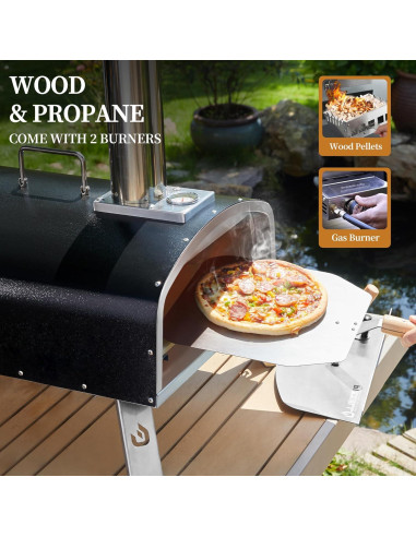 Horno de Pizza PIZZELLO 16" Propano y Leña con Accesorios