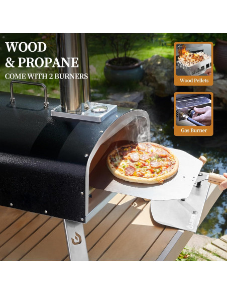 Horno de Pizza PIZZELLO 16" Propano y Leña con Accesorios