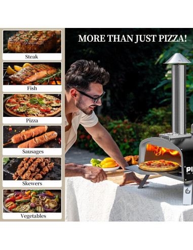 Horno de Pizza PIZZELLO 16" Propano y Leña con Accesorios
