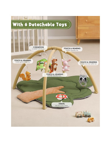 Alfombra de Juego para Bebés PIIKAGO Árbol 99x86 cm 6 Juguetes