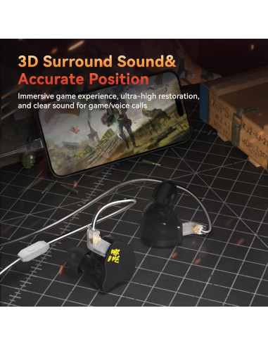 Auriculares KBEAR NZ02 In Ear con Cable y Micrófono Plata