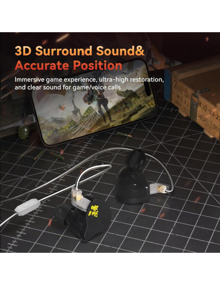 Auriculares KBEAR NZ02 In Ear con Cable y Micrófono Plata