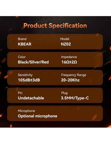 Auriculares KBEAR NZ02 In Ear con Cable y Micrófono Plata