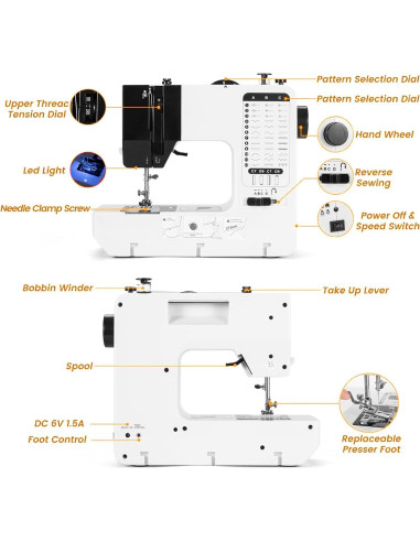 Máquina de Coser Mini Portátil GY10942 con 12 Puntadas y Mesa