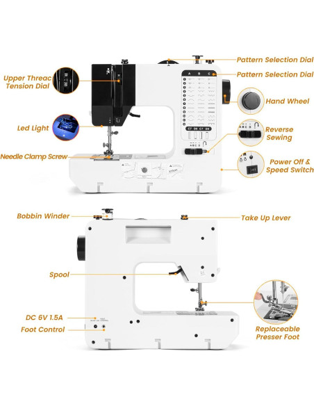 Máquina de Coser Mini Portátil GY10942 con 12 Puntadas y Mesa