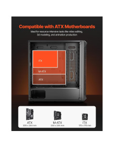 Caja de Juegos para PC VEVOR Torre Media con 4 Ventiladores 2